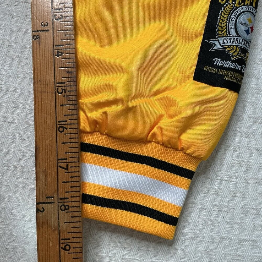 Men’s Size S Ultra Game Pittsburgh Steelers Varsity Jacket Yellow - Picture 11 of 11